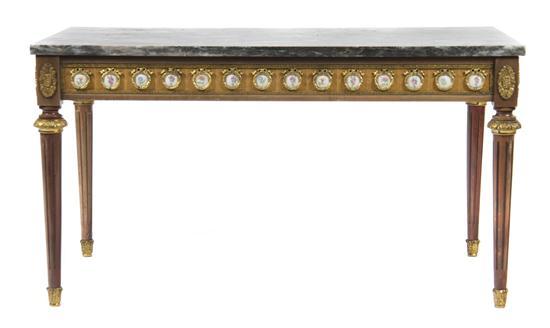 Appraisal: Louis XVI Style Gilt Metal and Porcelain Mounted Low Table