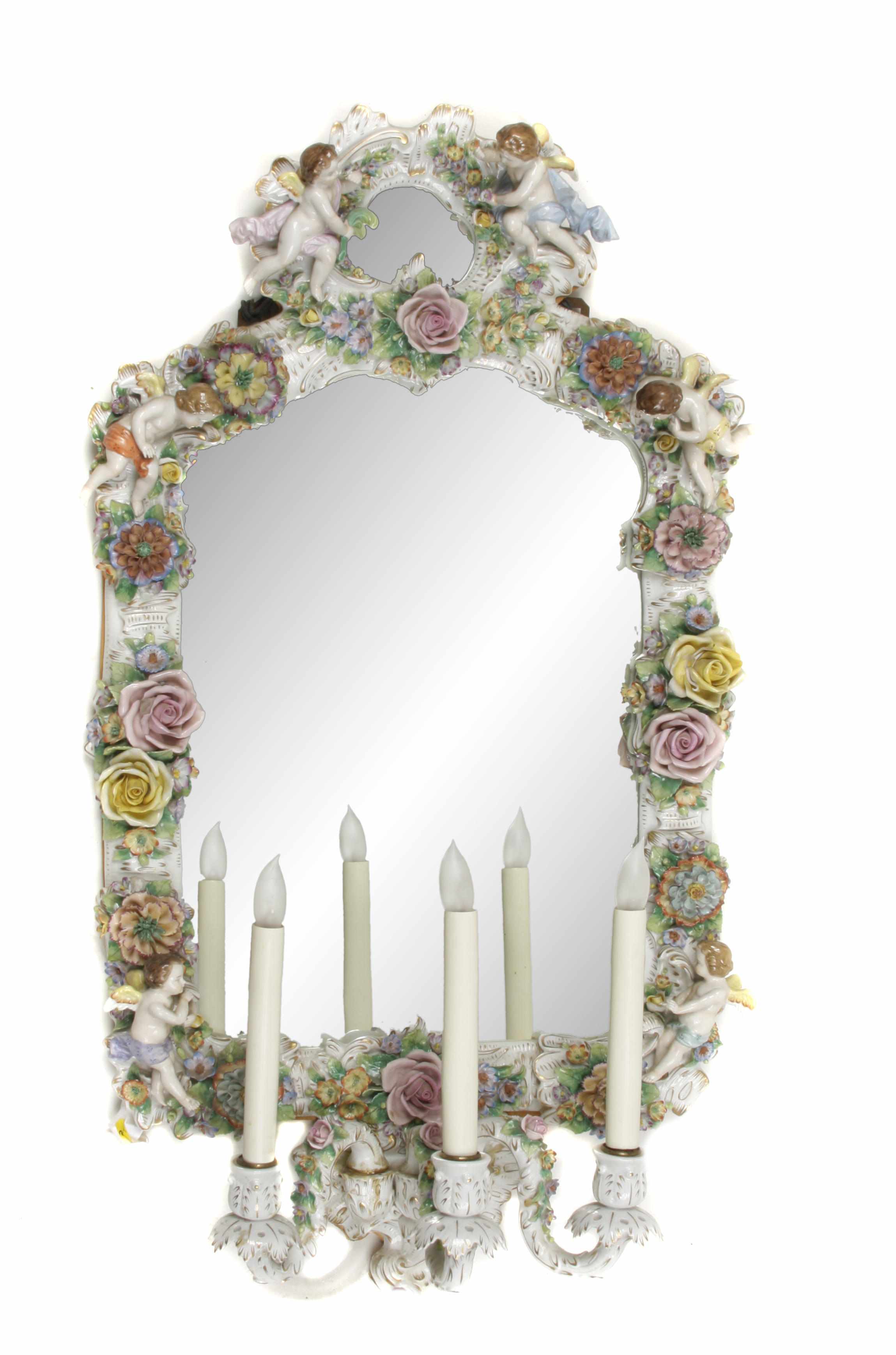 Appraisal: A German porcelain mirror girandole th centuryheight in width in