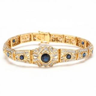 Appraisal: Art Deco Style KT Diamond and Sapphire Bracelet bracelet comprised