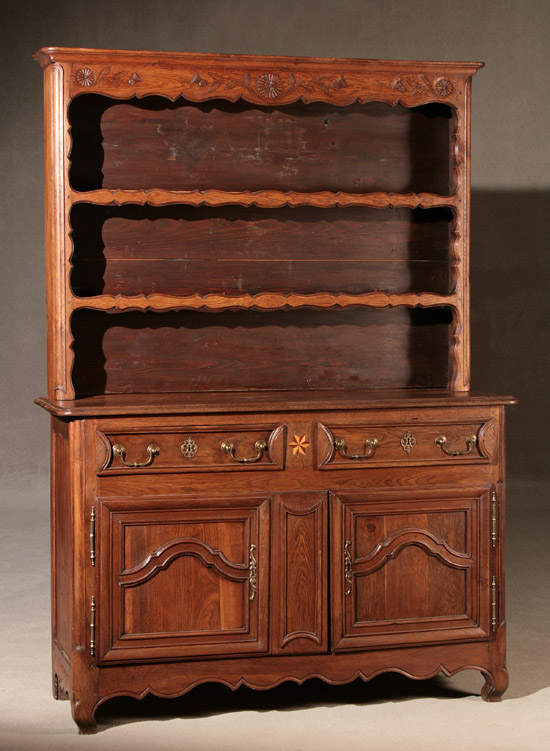 Appraisal: Louis XV Style Inlaid Oak Buffet-Vaisselier Partially Composed of th