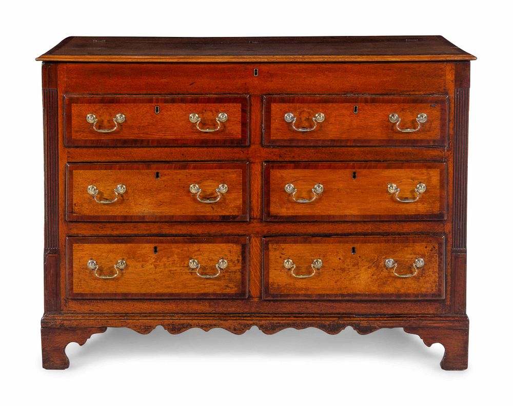 Appraisal: A George III Inlaid Oak Mule Chest A George III