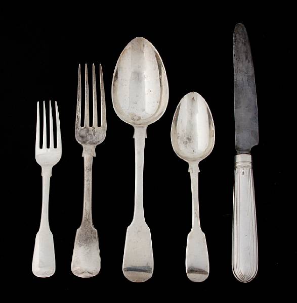 Appraisal: A George III to Wm IV silver assembled flatware set