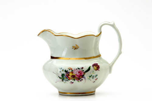 Appraisal: TUCKER Philadelphia Pitcher with scalloped rim hand-painted with sprays of