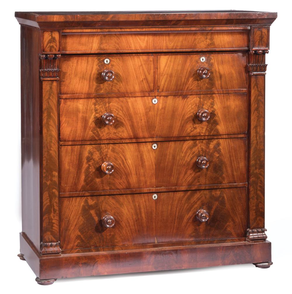 Appraisal: Scottish Figured Mahogany Chest of Drawers mid- th c top