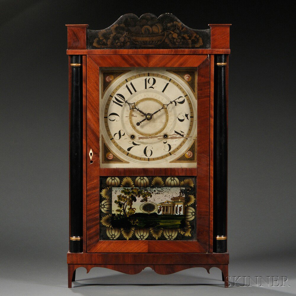 Appraisal: Silas Hoadley Transitional Shelf Clock Plymouth Connecticut c mahogany case