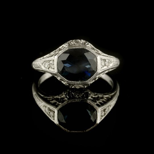 Appraisal: Good Art Deco-Style Platinum Sapphire and Diamond Lady's Ring composed