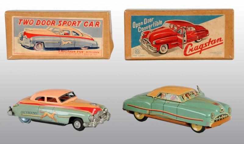 Appraisal: Lot of Tin Litho Car Friction Toys Description Japanese Working