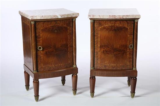 Appraisal: PAIR OF LOUIS XVI-STYLE COMMODES Probably French th century mahogany