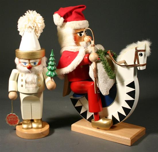 Appraisal: Two Steinbach Santa Claus nutcrackers Germany Carved wood tagged and