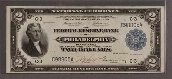 Appraisal: United States Federal Reserve Bank Note Series of Philadelphia signed