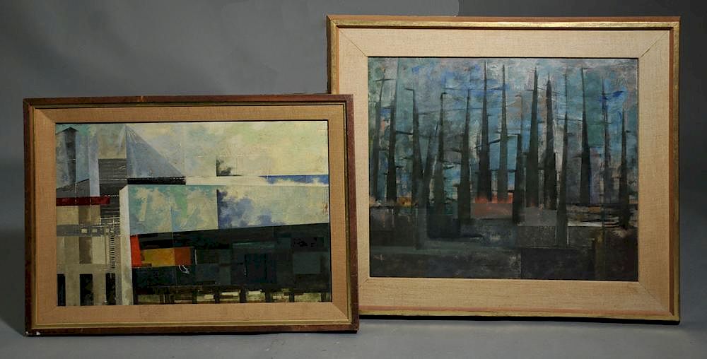 Appraisal: Two Mid-C Oils by John Lynch Two abstract Mid-Century oil