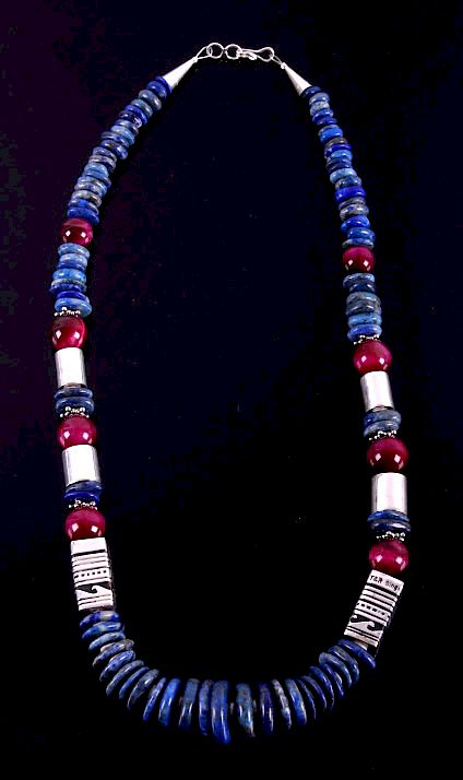 Appraisal: Navajo T R Singer Discodial Lapis Lazuli Necklace For your