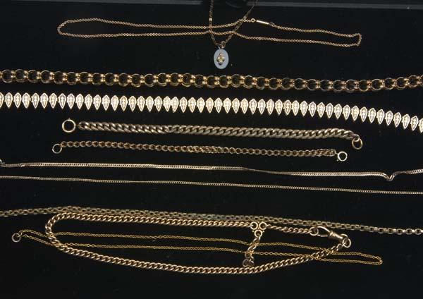 Appraisal: th EARLY th C JEWELRY Eleven pieces including chains and