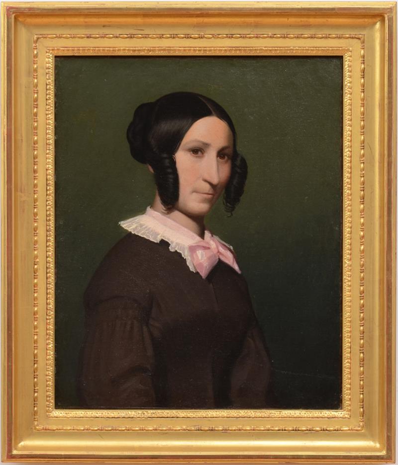 Appraisal: FRENCH SCHOOL PORTRAIT OF A LADY IN BLACK Oil on