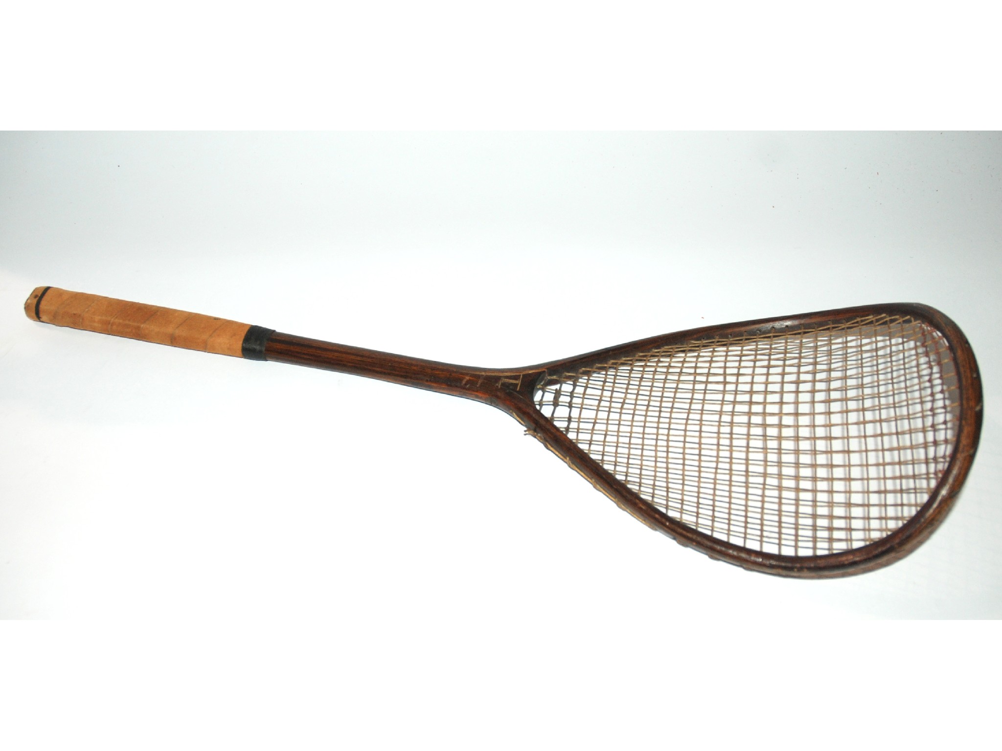 Appraisal: A late Victorian F H Ayres tilt-top tennis racketinscribed F