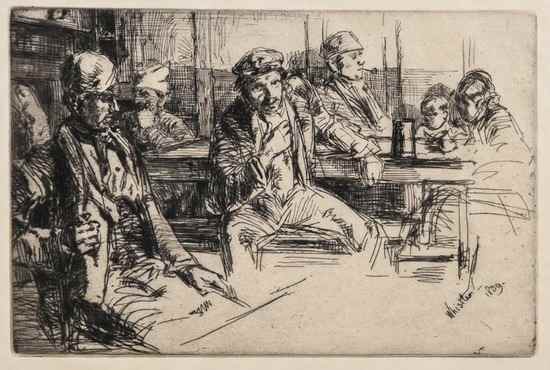 Appraisal: James Abbott McNeill Whistler - Longshoremen etching with drypoint signed