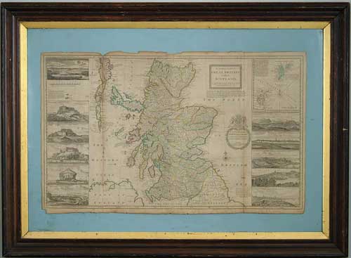 Appraisal: FRAMED MAP OF SCOTLAND BY HERMAN MOLL Titled The North