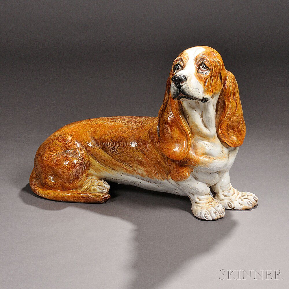 Appraisal: Italian Glazed Ceramic Basset Hound imperfections ht wd dp in