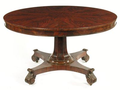 Appraisal: An early th century mahogany centre table the circular tilt