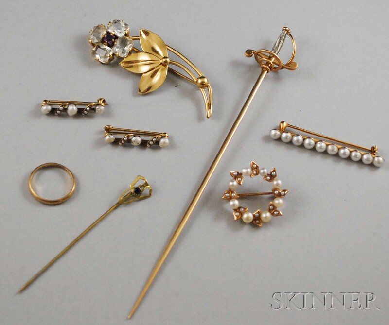 Appraisal: Small Group of Gold Jewelry a kt gold and paste