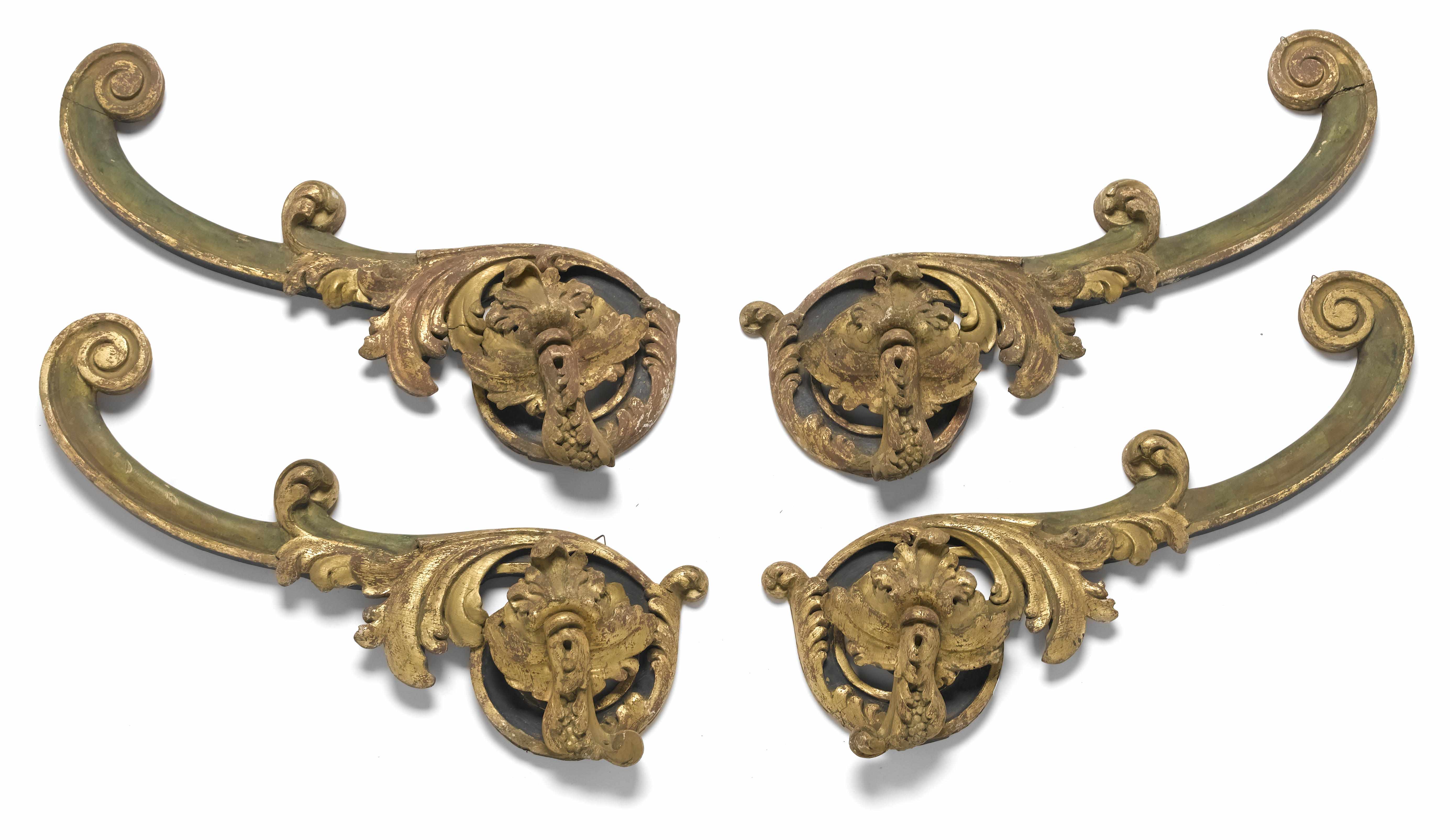 Appraisal: A set of four Italian Rococo style parcel gilt and