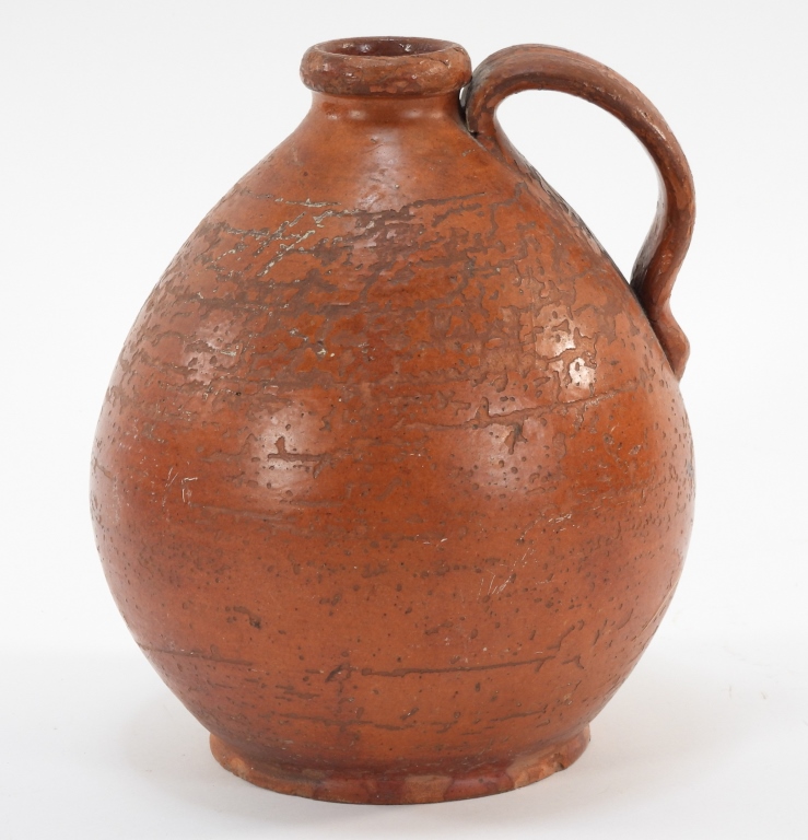 Appraisal: AMERICAN REDWARE POTTERY JUG United States Late th- Early th