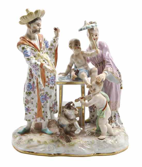 Appraisal: A Meissen Porcelain Orientalist Figural Group depicting a family around