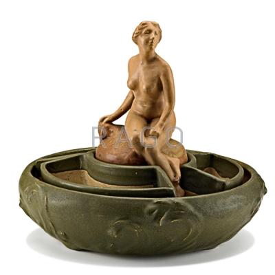 Appraisal: WALRATH Flower bowl with seated figure Rochester NY Inscribed Walrath