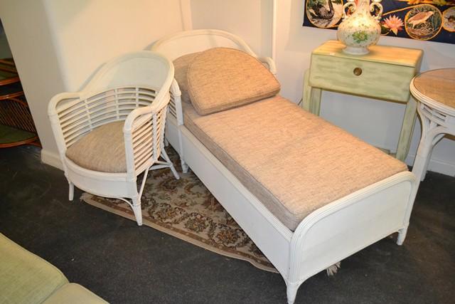 Appraisal: A QUALITY FRENCH STYLE CANE DAYBED WITH MATCHING SIDE TABLE