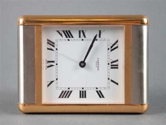 Appraisal: Cartier brass and chrome quartz travel clock with easel back