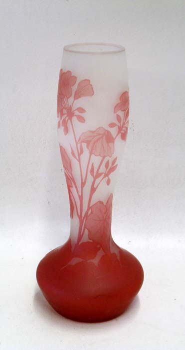 Appraisal: CAMEO GLASS VASE BY GEORGES RASPILLER c - having pink