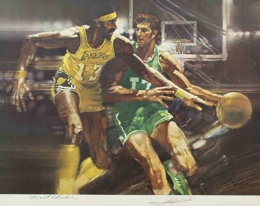 Appraisal: WILT CHAMBERLAIN AND JOHN HAVLICEK LIVING LEGENDS LITHOGRAPH Pencil signed