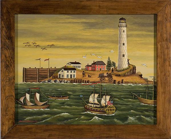 Appraisal: CONTEMPORARY FOLK ART PAINTING BY JANE ECKELBERRY th century oil