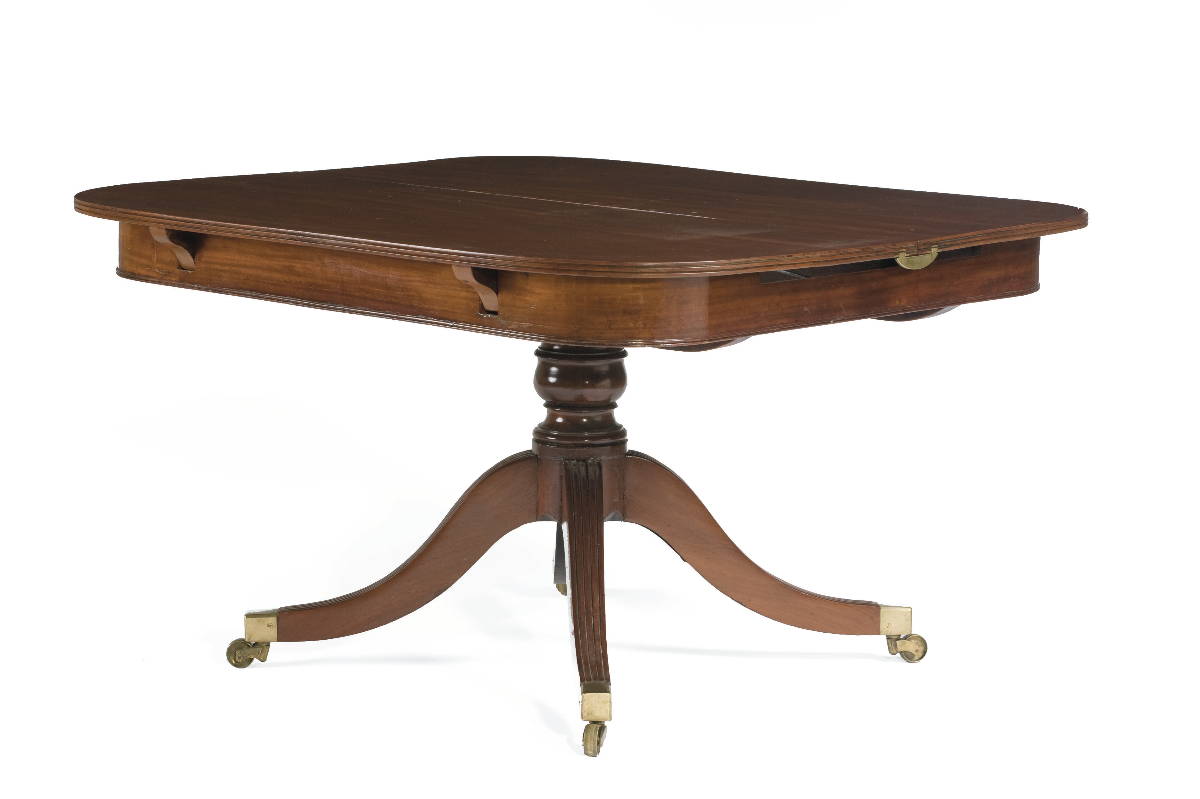 Appraisal: ENGLISH REGENCY MAHOGANY EXTENSION DINING TABLE The rectangular top with