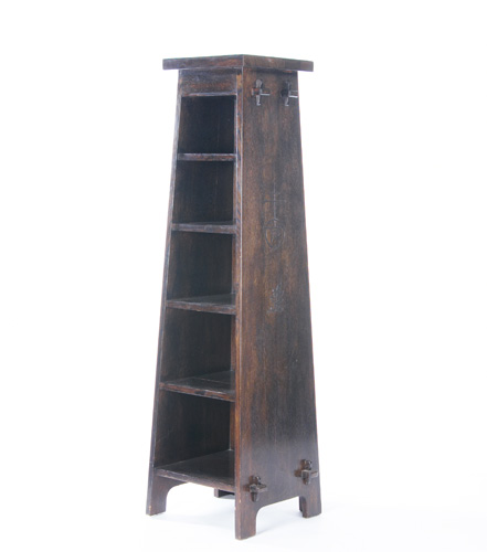 Appraisal: ROYCROFT Tall bookstand with five fixed shelves beneath a small