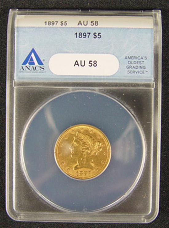 Appraisal: Liberty Gold Coin ANACS certified and graded AU