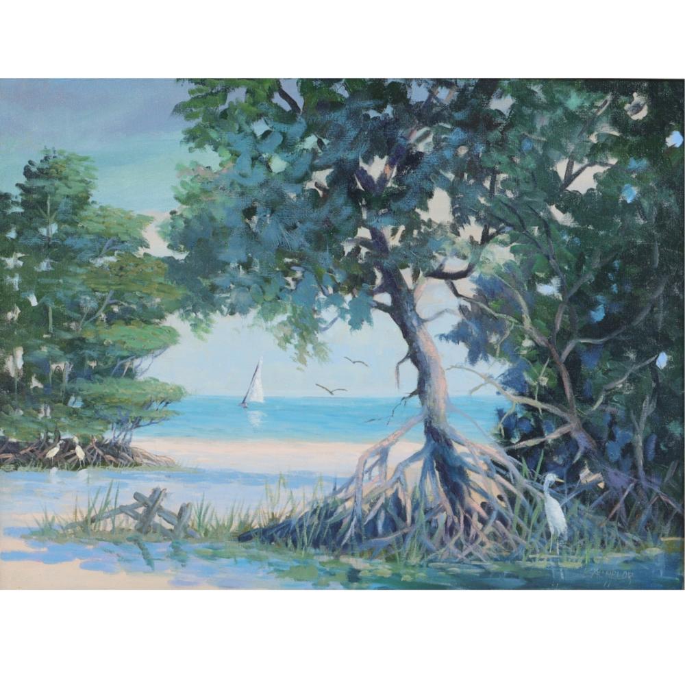 Appraisal: Gordon Keith Bachelor Florida - Egrets oil on canvas signed