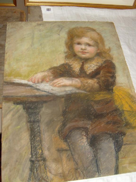 Appraisal: An early th century pastel drawing of a child seated