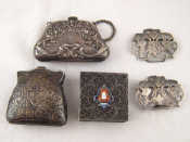 Appraisal: A silver nurse's buckle Birmingham a silver filigree box a