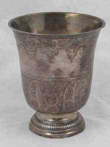 Appraisal: A fine French silver beaker with fine chased engraved decoration