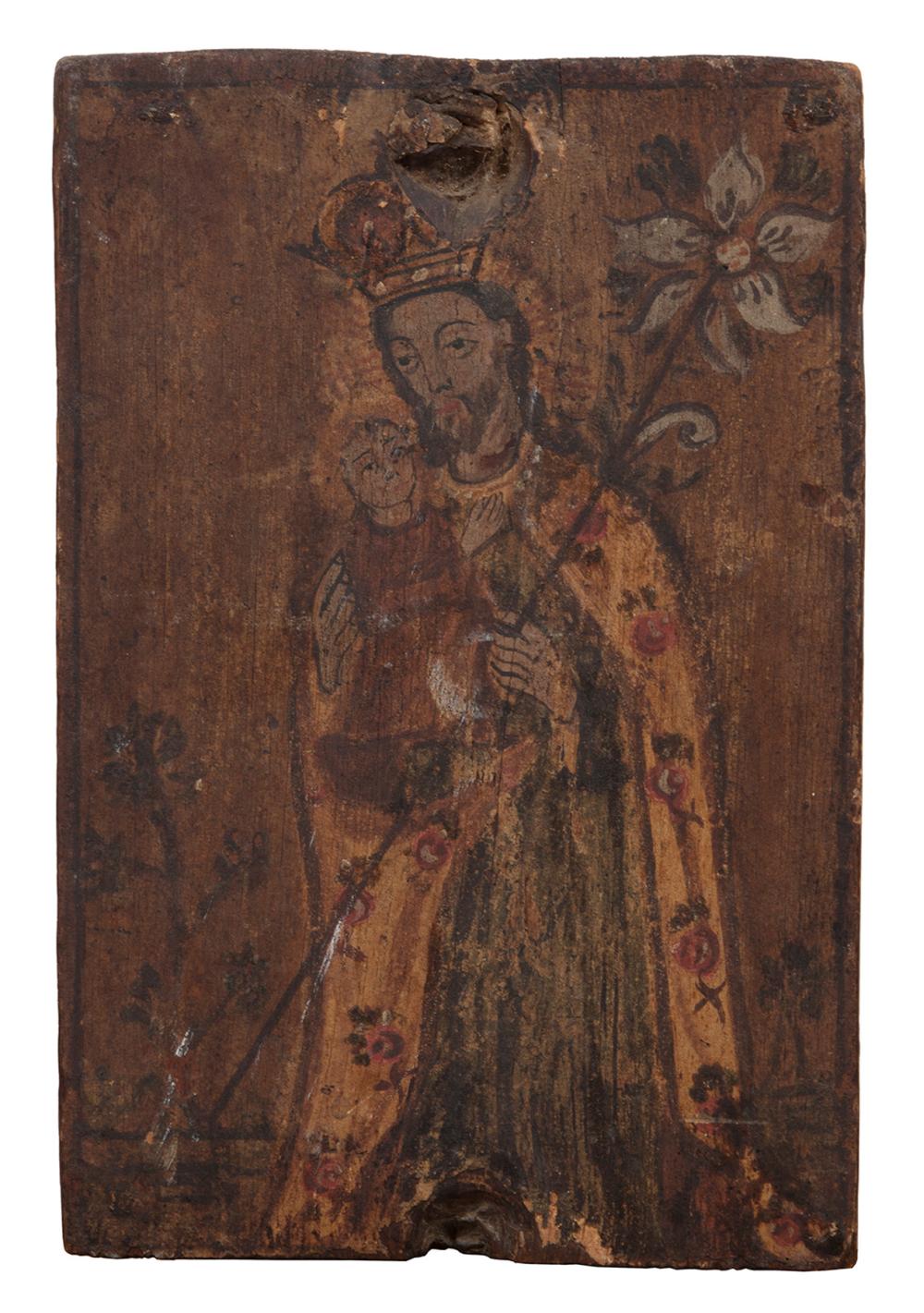 Appraisal: CONTINENTAL RETABLO ON WOODContinental Retablo on Wood th c in