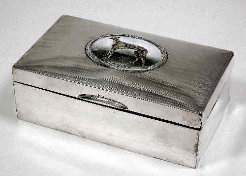 Appraisal: A George V silver domed top cigar box the lid