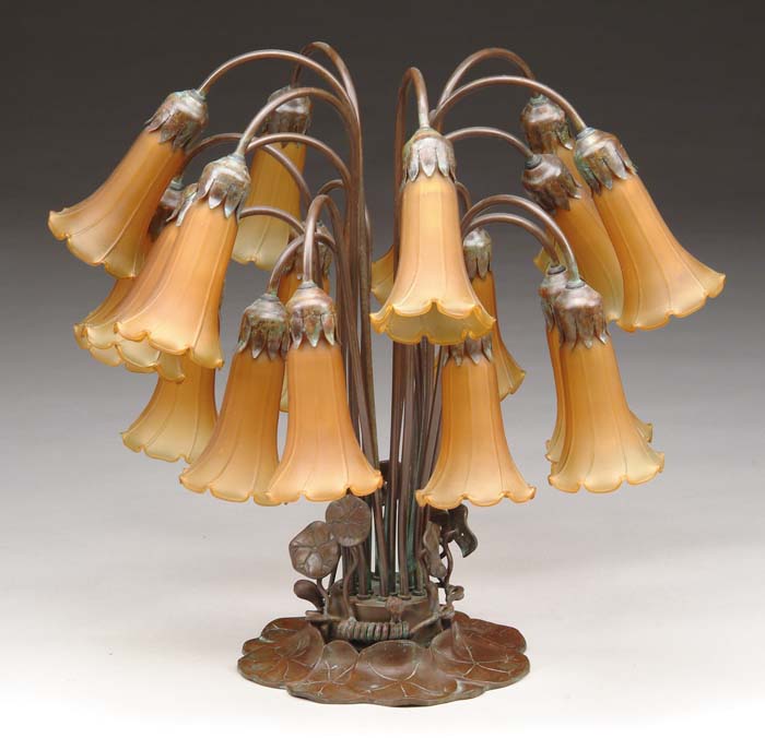 Appraisal: EIGHTEEN LILY TIFFANY STYLE TABLE LAMP Last half of the