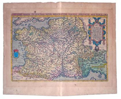 Appraisal: piece Hand-Colored Engraved Map Ortelius Abraham Galliae Regni Potentiss Nova