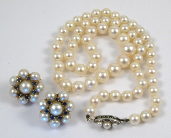 Appraisal: THREE ARTICLES OF PEARL JEWELRY including a pearl necklace and