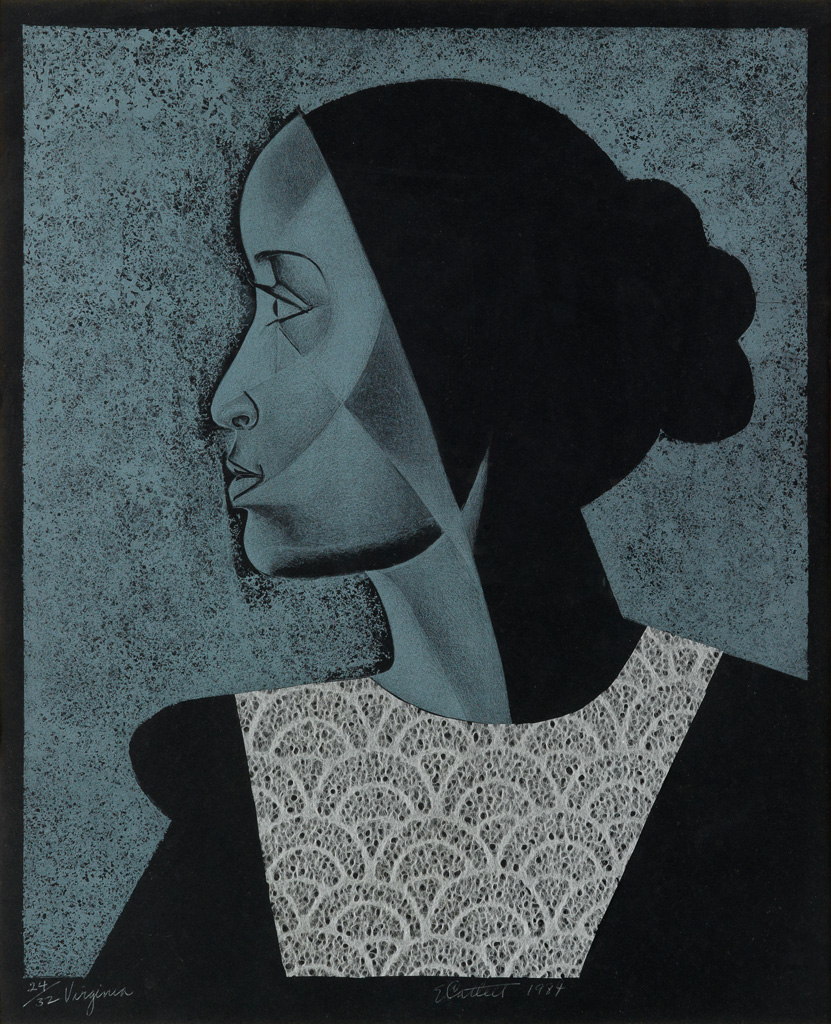 Appraisal: ELIZABETH CATLETT - Virginia Lithograph printed in blue and collage