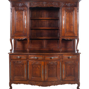 Appraisal: A Louis XV Provincial Carved Walnut Buffet Deux Corps th