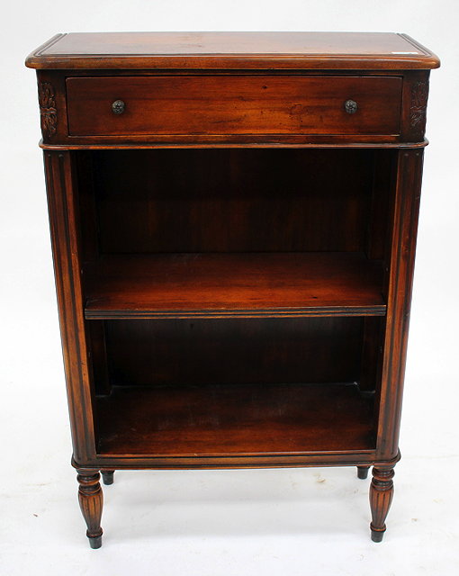 Appraisal: A MAHOGANY OPEN FRONT SMALL BOOKCASE with drawer and canted