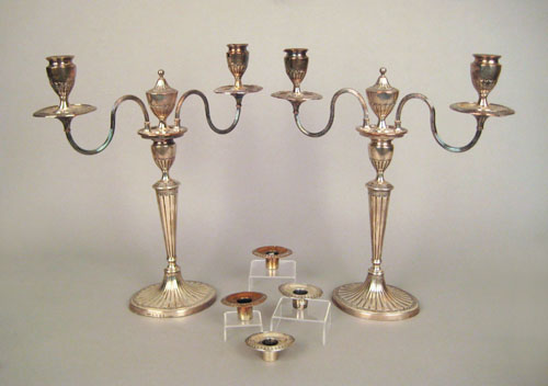 Appraisal: Pair of English silver candlesticks - bearing the touch of