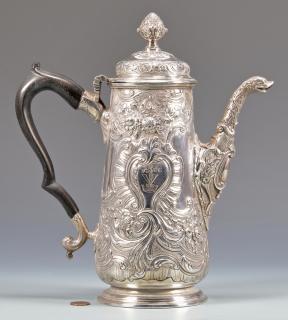 Appraisal: th Cent Irish Sterling Coffee or Chocolate Pot George II